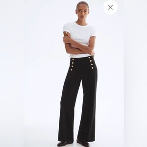 H&M Black Wide-Leg Pants with Gold Buttons